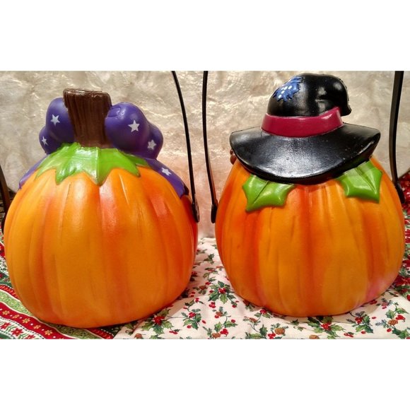 Vintage Halloween Pumpkin Blow Molds, Smiling Boy - Picture 5 of 10